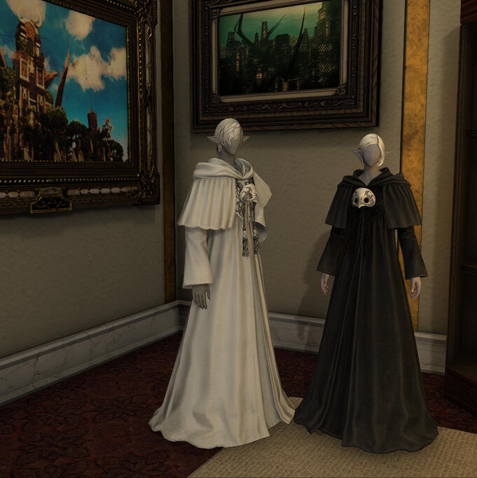 Robes and masks typically worn, with red masks indicating positions in the governing body known as the "convocation"